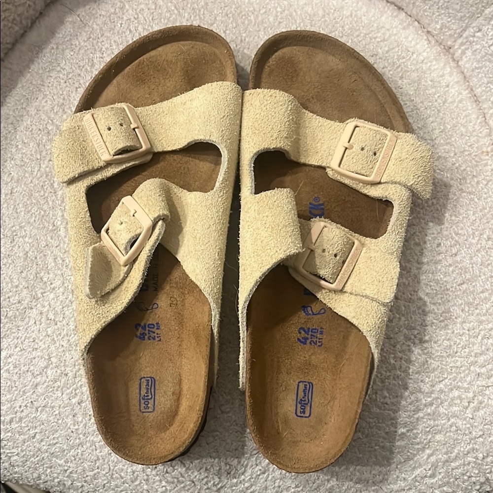 Birkenstock Cream/Beige Suede Double Strap Sandals